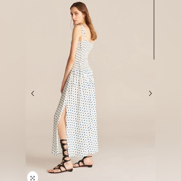 NWT Rebecca Taylor Silk Sleeveless Ruched Emmy Dress white and Blue Size Small - Picture 1 of 6